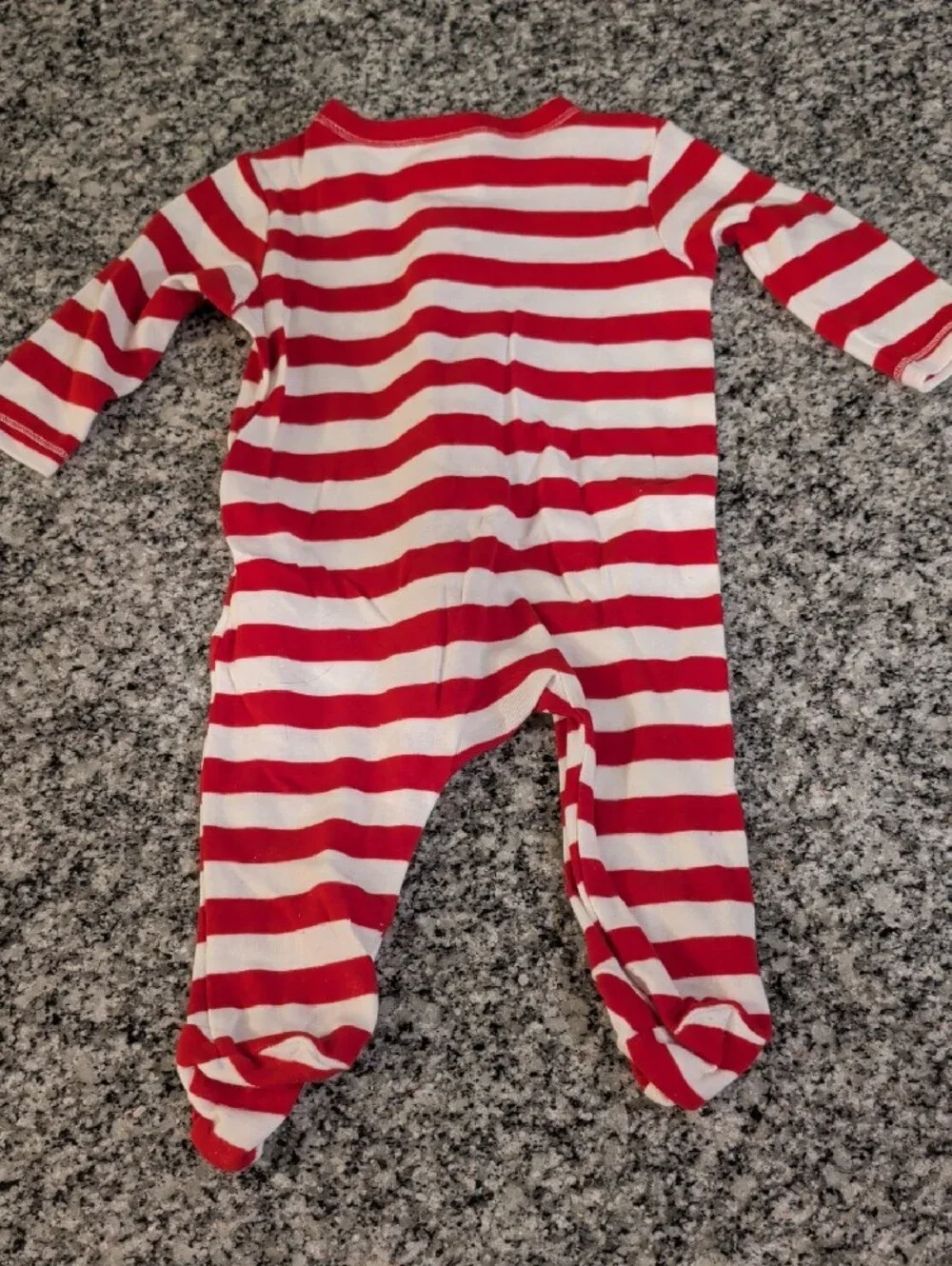 Red and White Striped Baby One-Piece Zipper Footed Pajamas Christmas